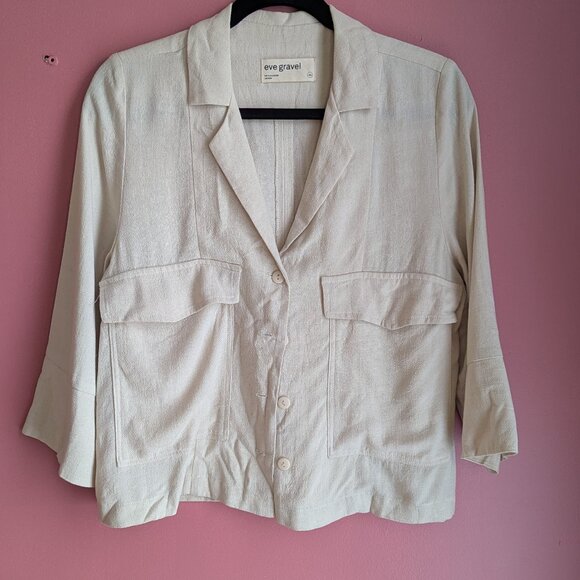 Eve Gravel Cropped Button-Up Shirt - Picture 1 of 5